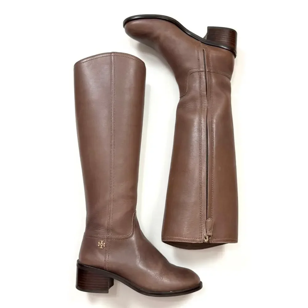 Tory Burch Fulton 55MM Boots Silky Leather in Topo Brown